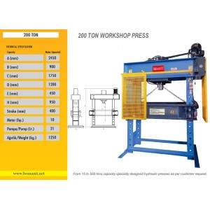 Hydraulic Workshop Press 200 Ton