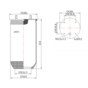 Semi Trailer Air Spring 3813P